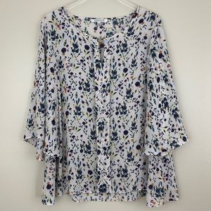 Rose + Olive | Floral Print Plus Size Flowy Blouse